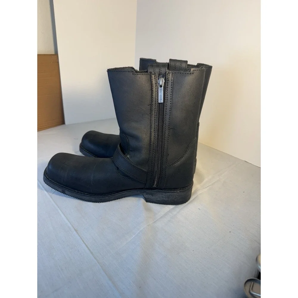 Harley Davidson Leather Motorcycle Strap Boots Pull On Size 8.5